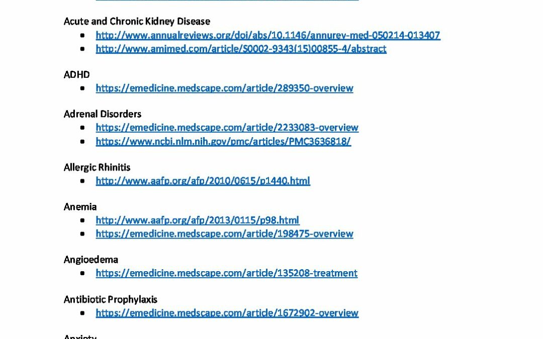 Topic Links and References BCPS Study Guide Webinar Med Ed 101